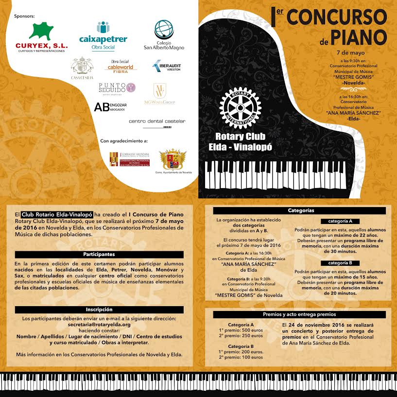 Casa Cesilia colabora con el I Concurso de Piano Rotary Club Elda-Vinalopó