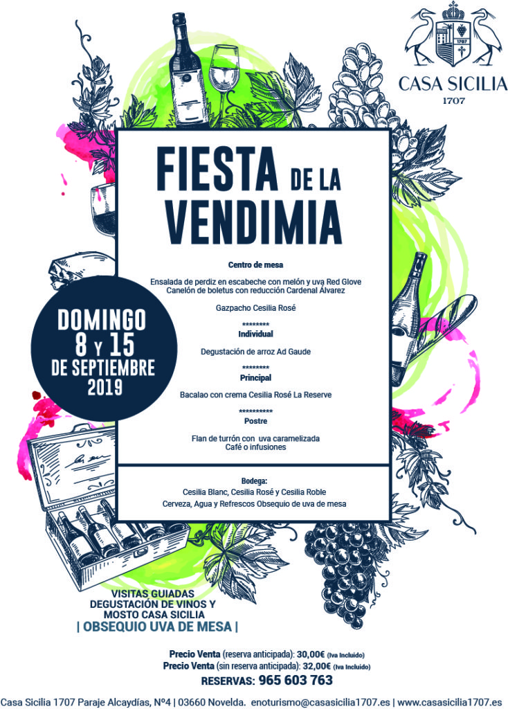 Menu fiesta de la vendimia Casa Sicilia 2019