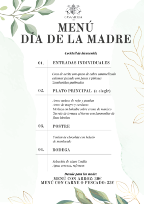 Menú Día de la Madre Casa Sicilia