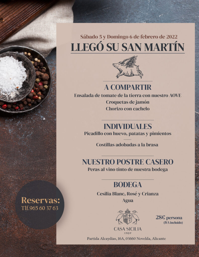 Menú Especial: Llegó su San Martín. Casa-Sicilia