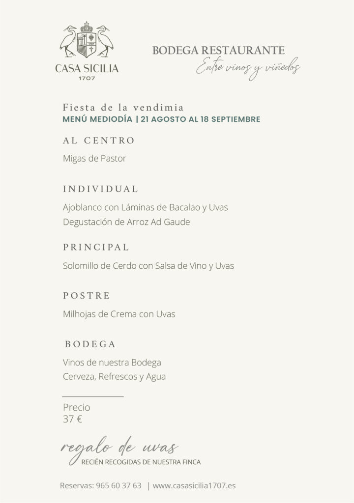 Menú Fiesta de la Vendimia