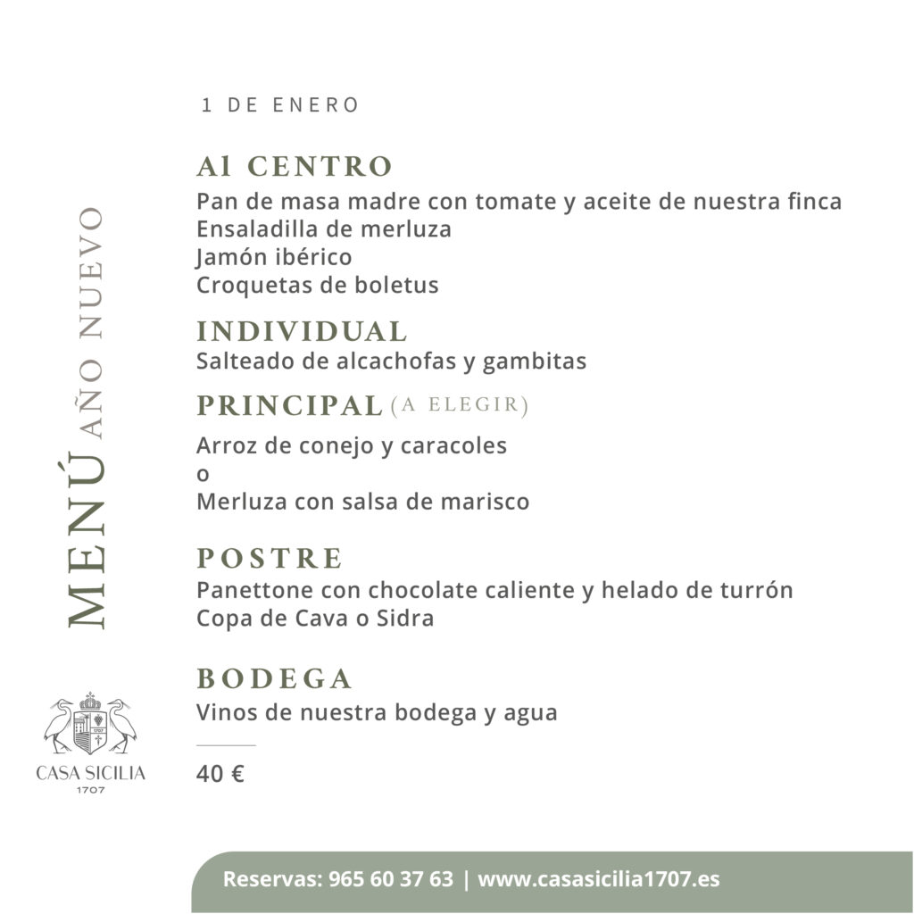 MENÚ ESPECIAL AÑO NUEVO EN CASA SICILIA