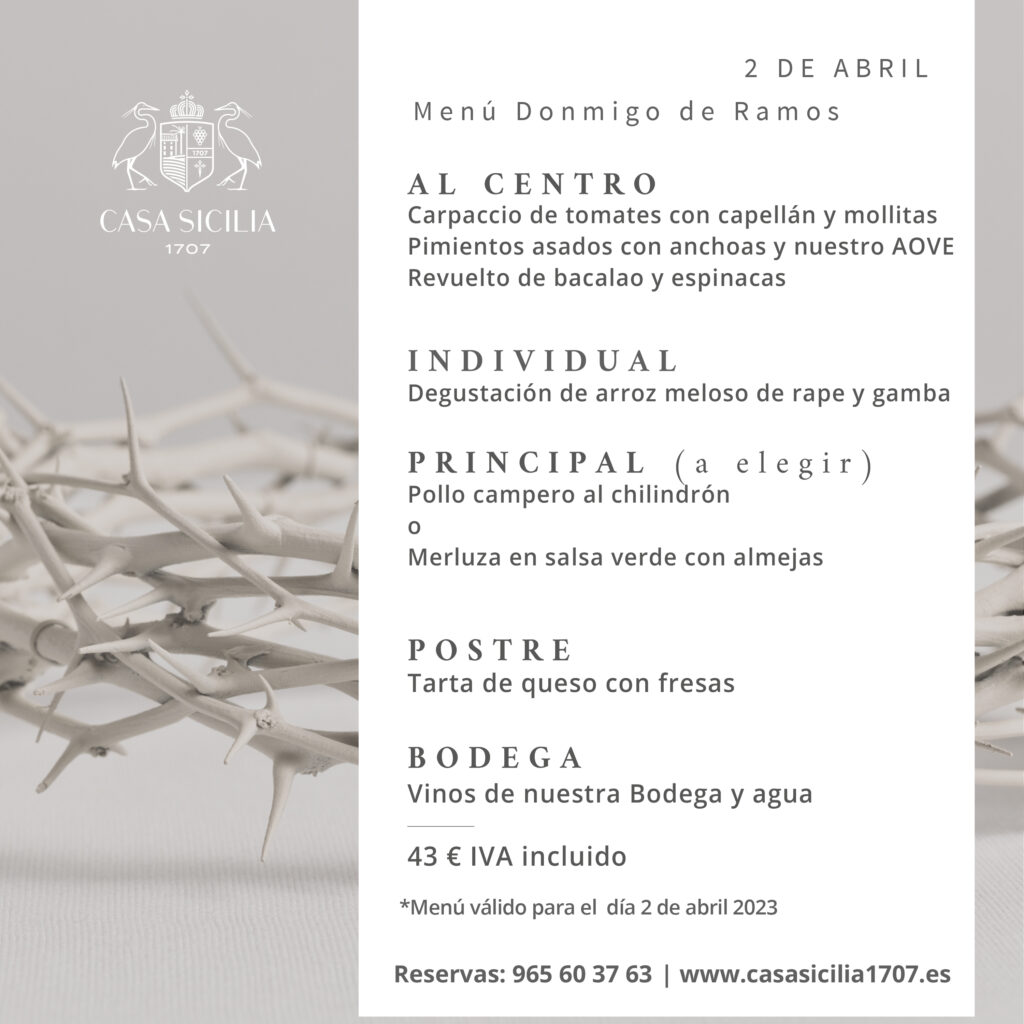 Disfruta de un Domingo de Ramos único en Casa Sicilia con un menú especial