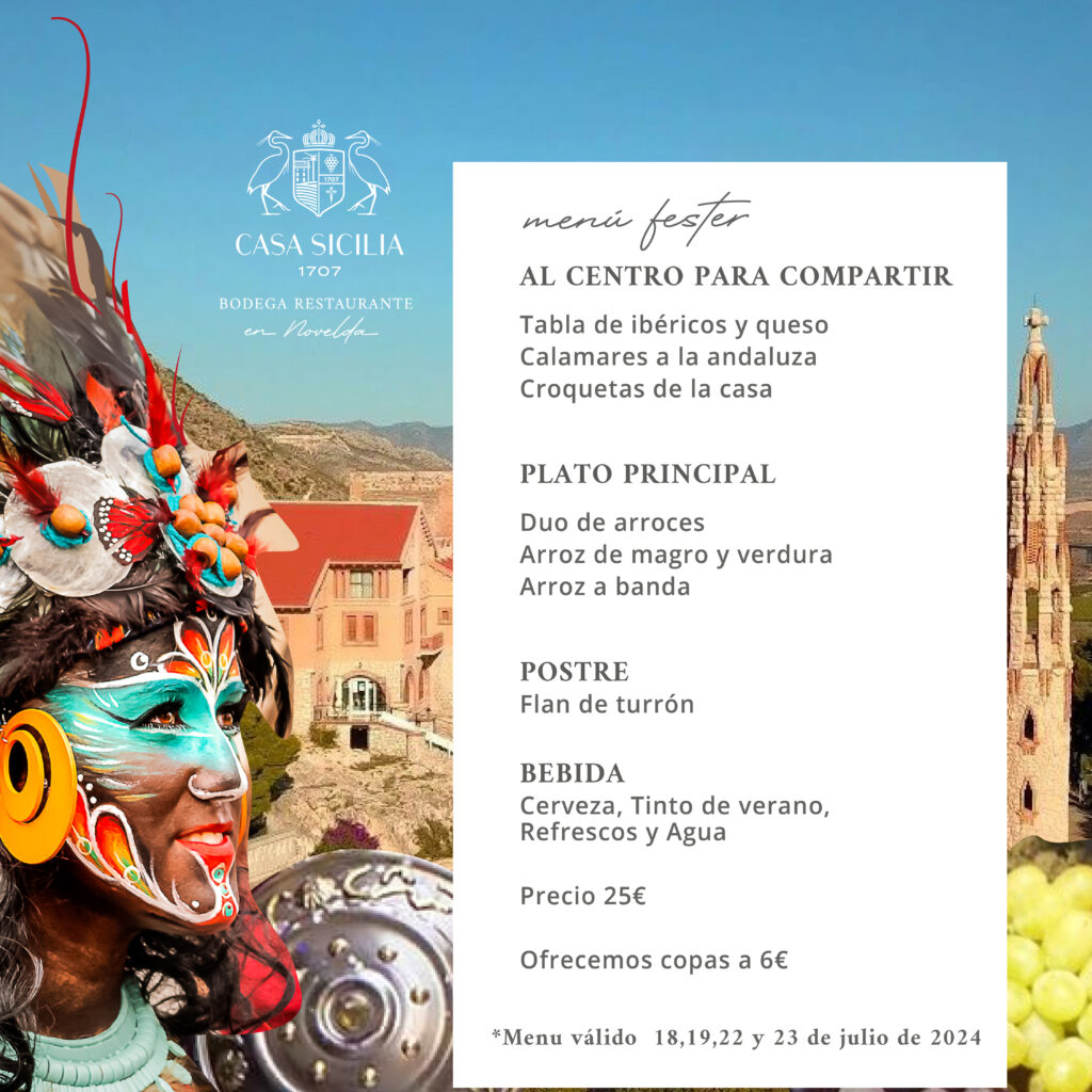 Celebra las Fiestas de Novelda en Casa Sicilia 1707