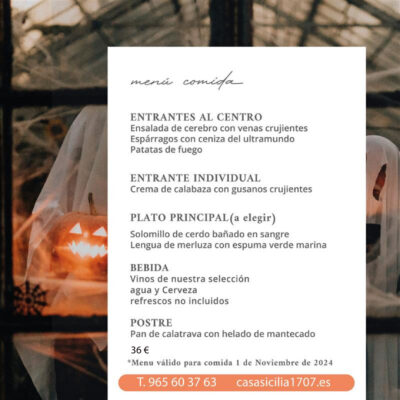 Celebra Halloween en Casa Sicilia con nuestro Menú Especial del 1 de noviembre