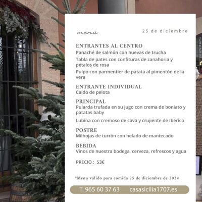 Menú Especial de Navidad en Casa Sicilia: Celebra con nosotros el 25 de diciembre
