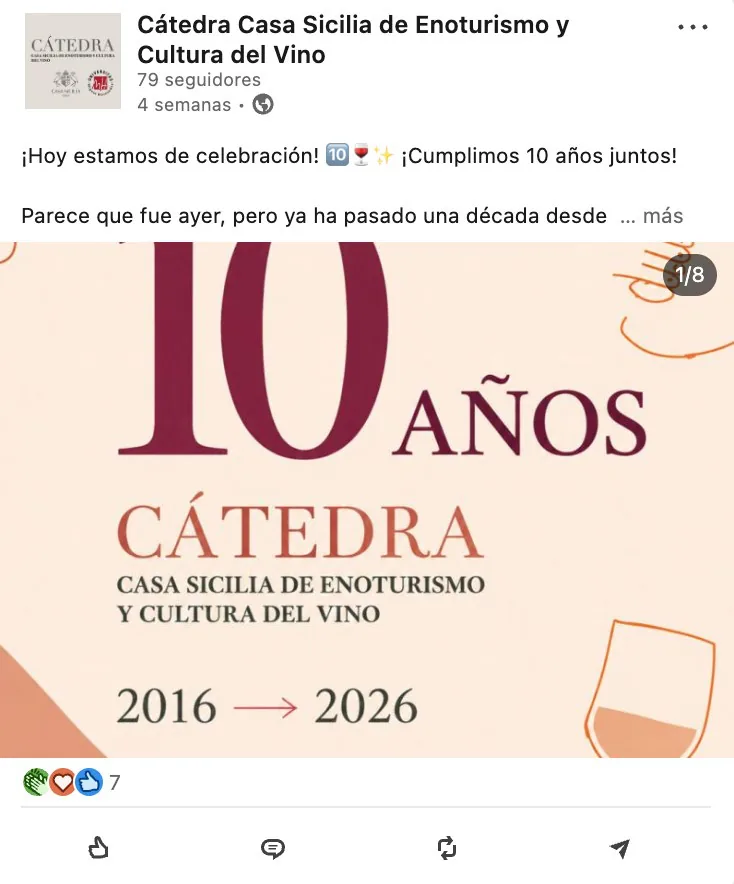 Publicación de LinkedIn: 10 años de la Cátedra