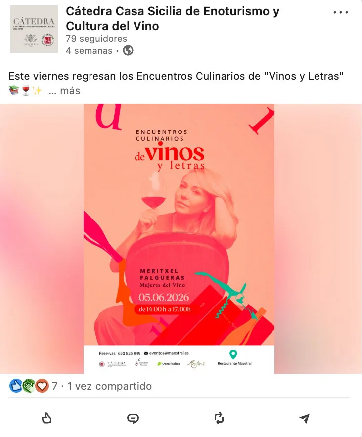 Publicación de LinkedIn: vuelven los Encuentros Culinarios